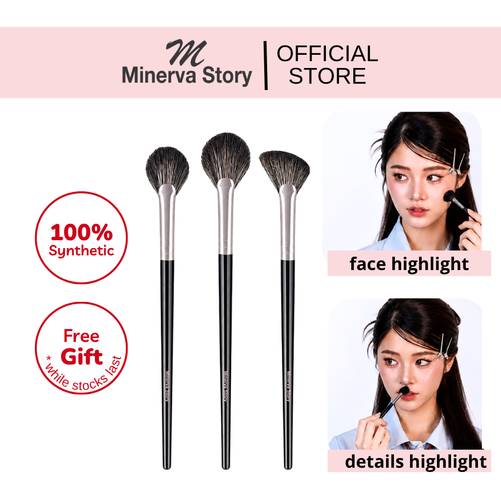 Fan Shape Brush Set 3pcs Makeup Brush Set Highlight Brush Contour Brush
